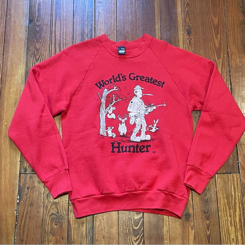 Vintage Screen Stars Red Graphic Men's Sz L Hunting Crewneck